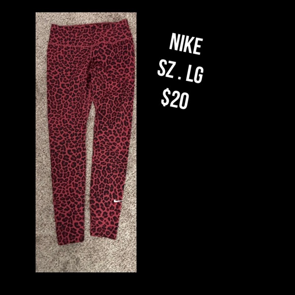 Nike Pants - Nike Large - Women’s Bold Red Animal/Leopard Print Leggings